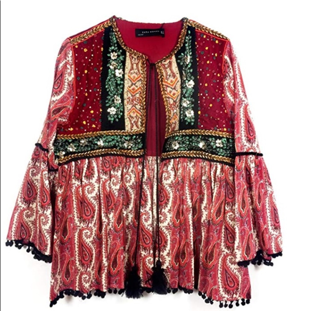 Zara Short Velvet Jacket with Sequins